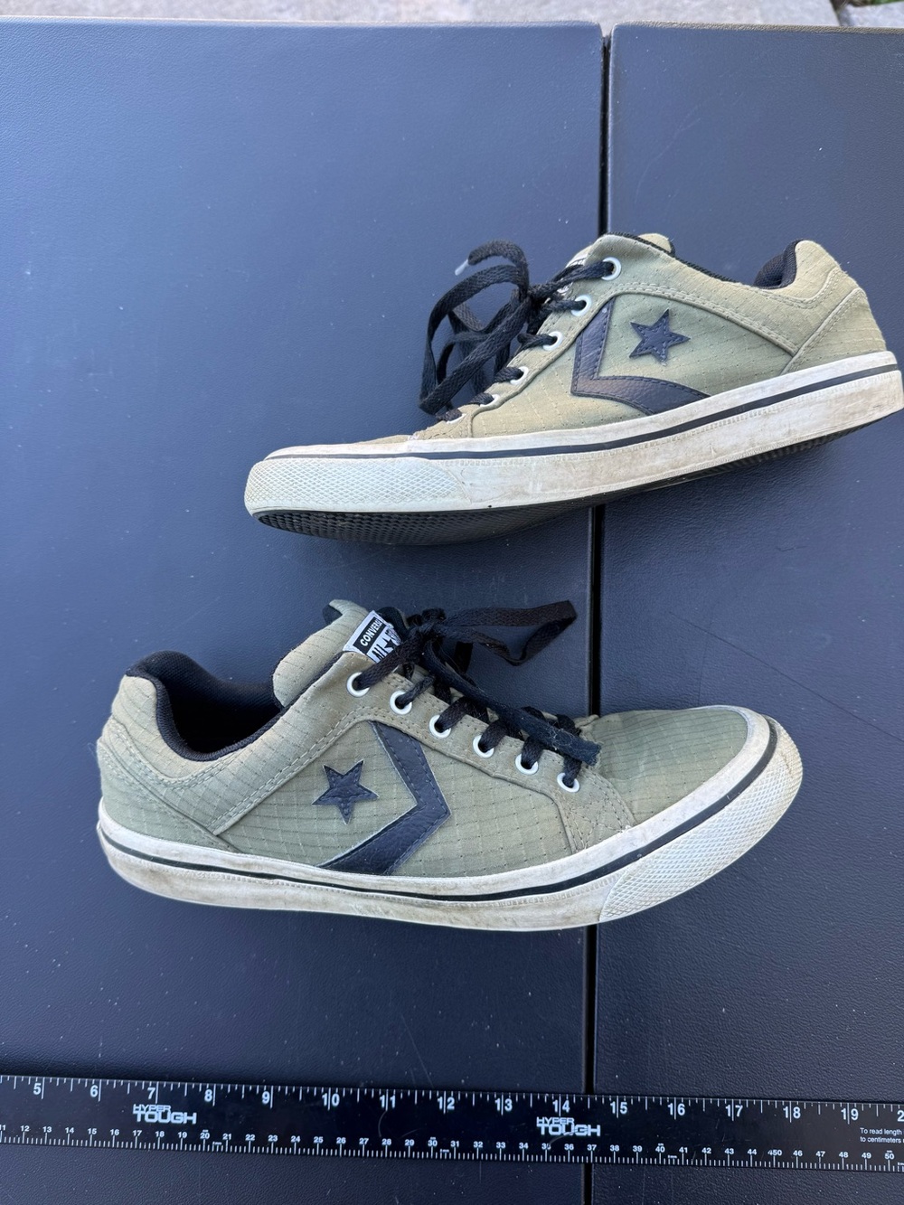Converse Men’s Olive Green Low-Top Sneakers with Black Accents